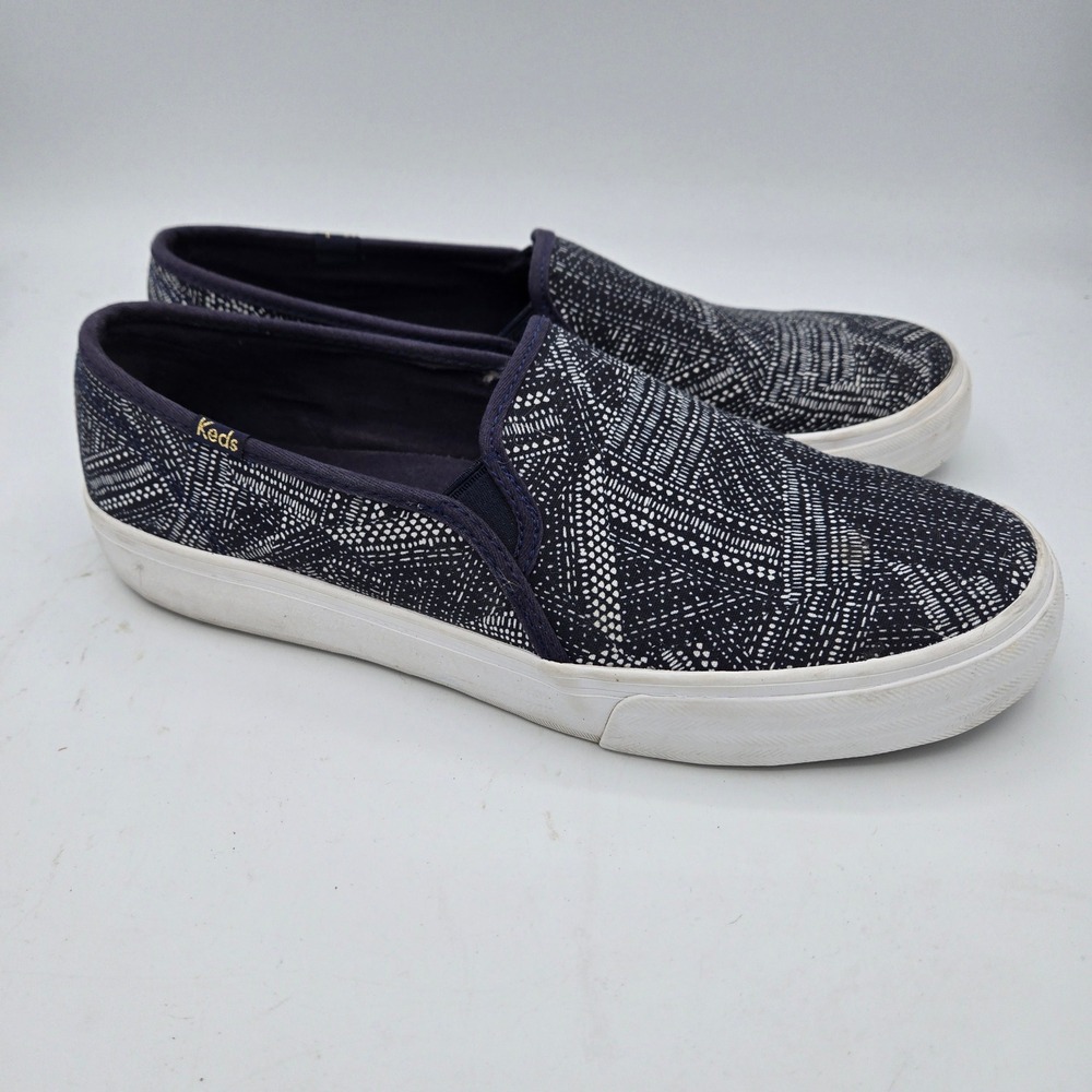 Keds Slip On Sneakers Women's Size 10 Blue White Pattern Casual Shoes